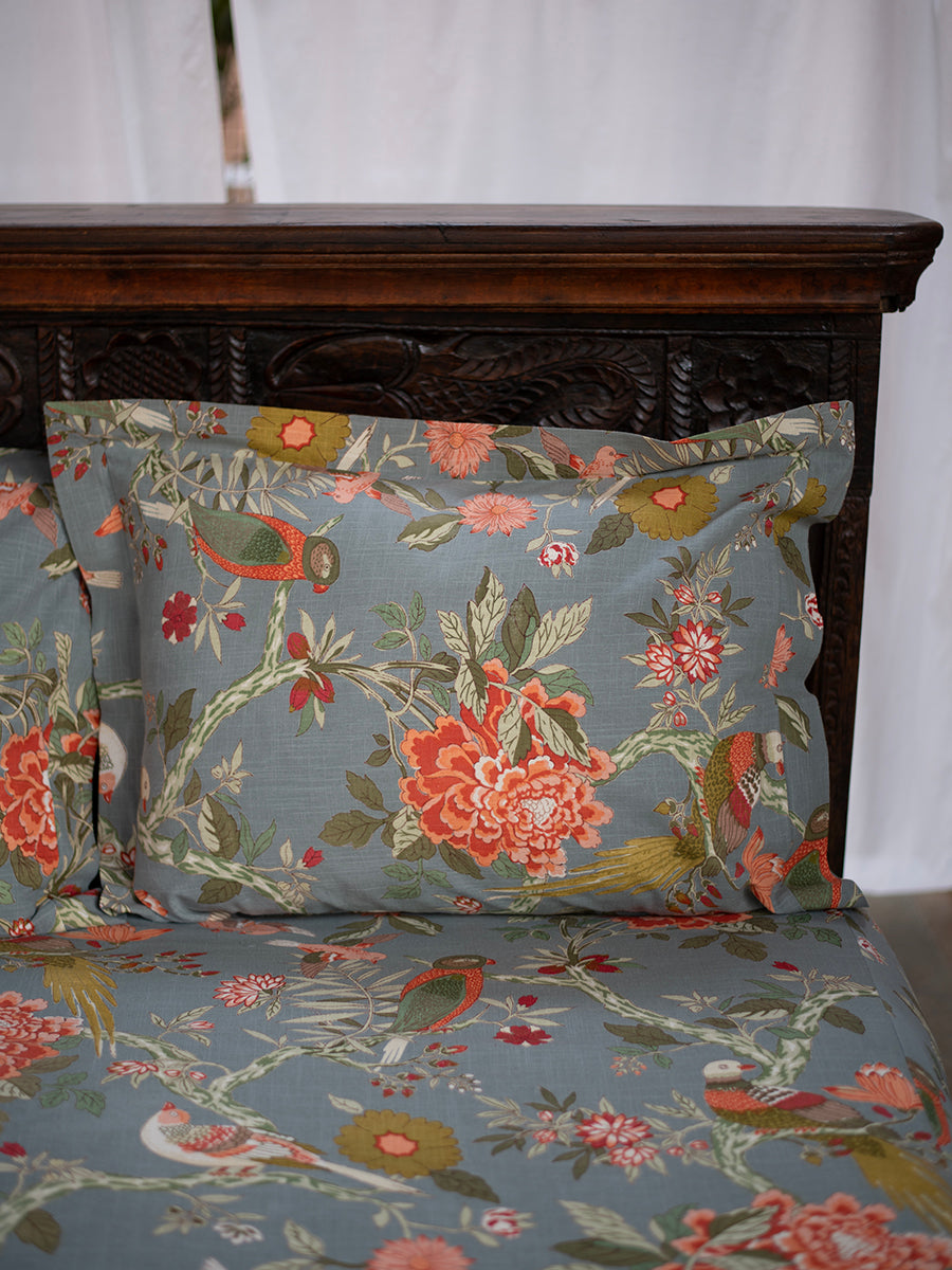 Printed Pillow Cover Reversible : Bird Manosque : Sheeting