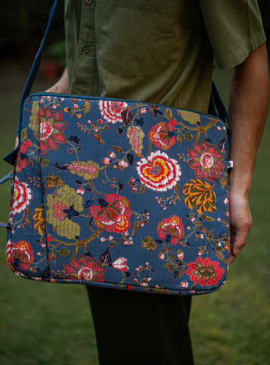 Quilted Laptop Bag  : Malabar Neelam