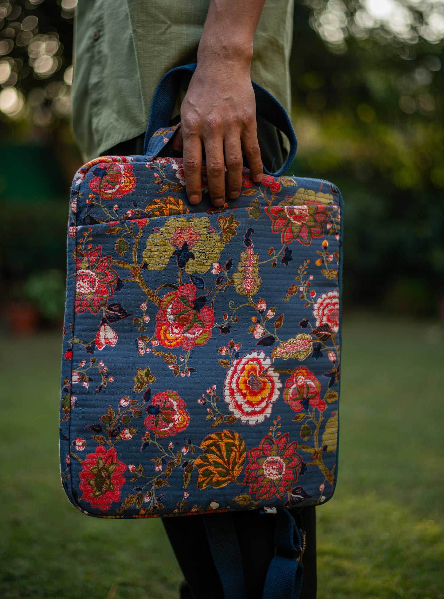 Quilted Laptop Bag  : Malabar Neelam