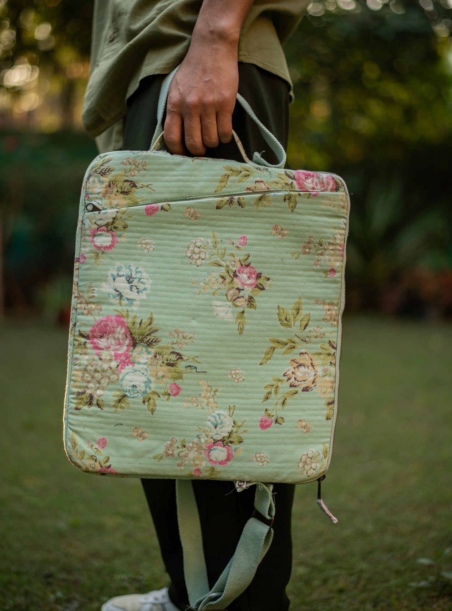 Quilted Laptop Bag  : Potpourri Celadon