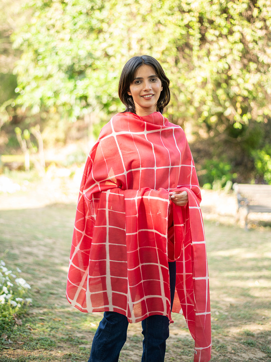 Tie Dye Stole : Square Red