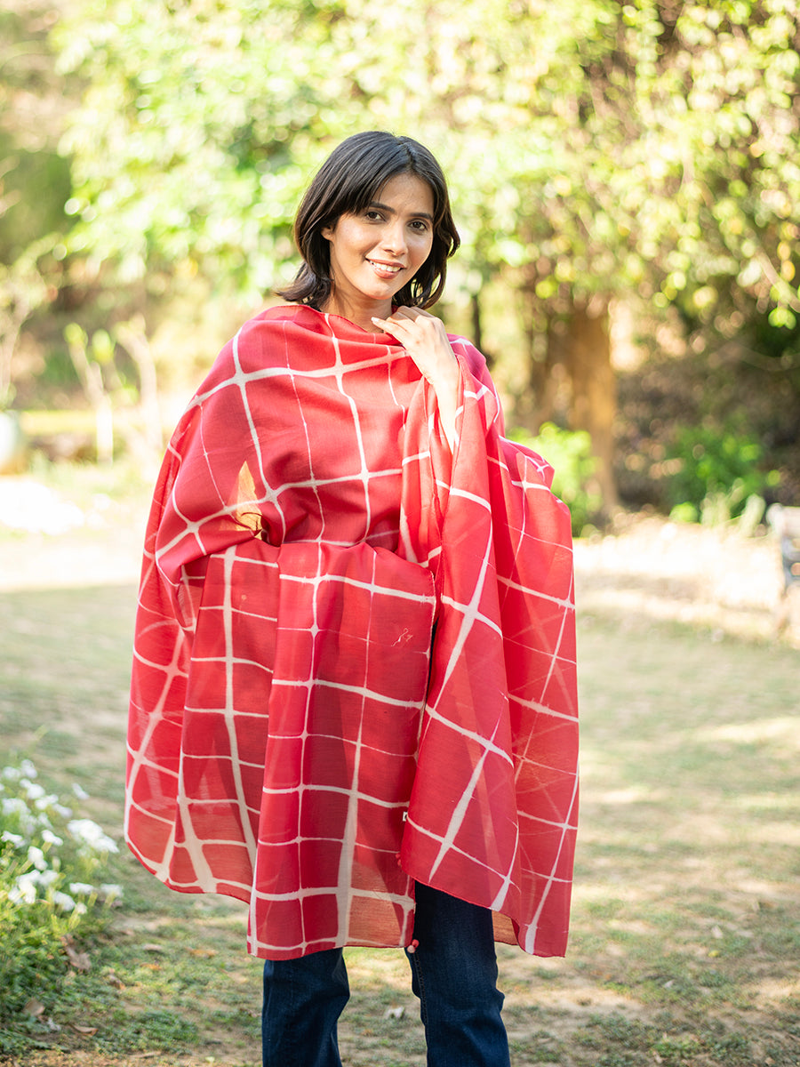 Tie Dye Stole : Square Red