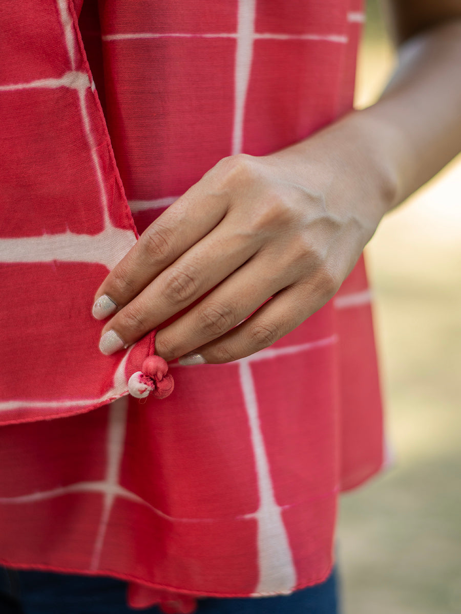 Tie Dye Stole : Square Red