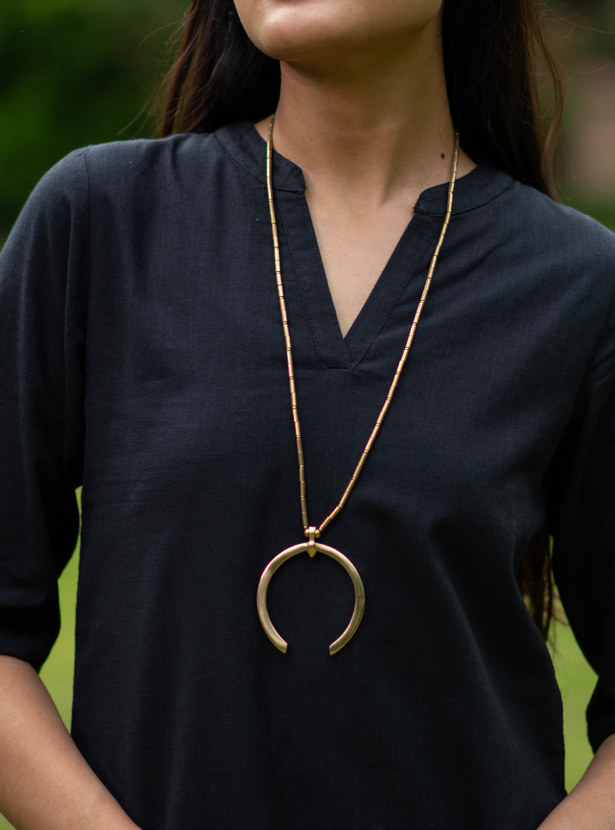 Round Pendent Necklace :   Handcrafted Brass