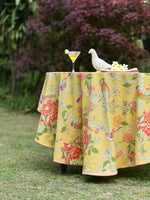Printed Round Table Cloth : Bird Yellow Sheeting