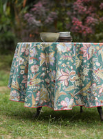 Printed Round Table Cloth With Piping : Hawaii Green | Sheeting