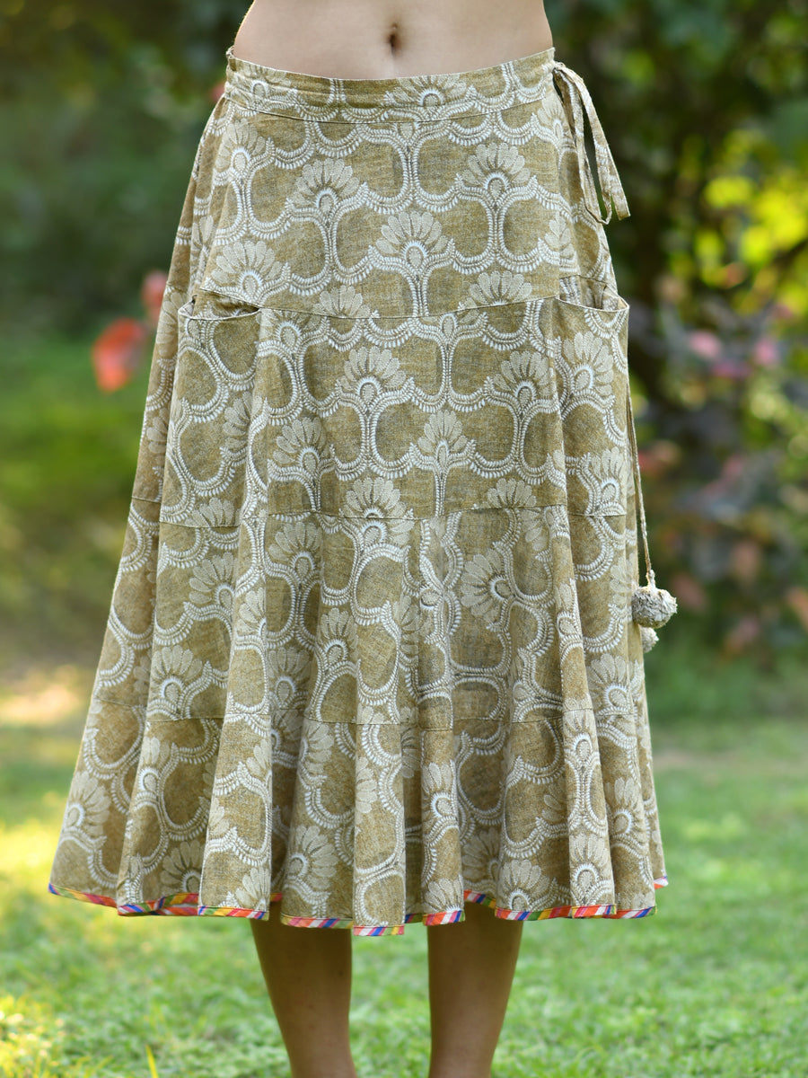 Summer Skirt : Nadia Beige Slub