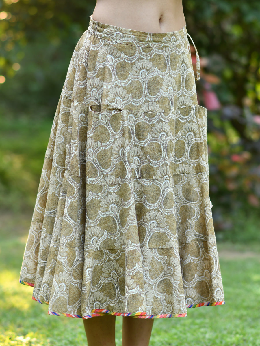 Summer Skirt : Nadia Beige Slub