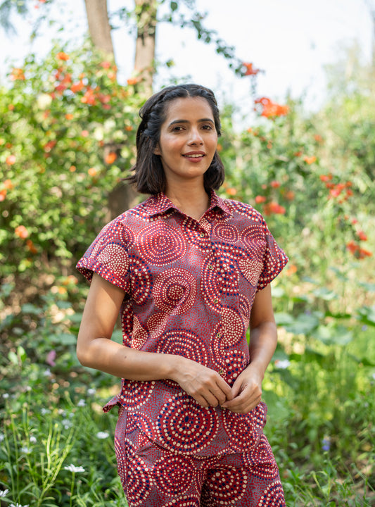 Sail Boat Shirt  : B Dots Red