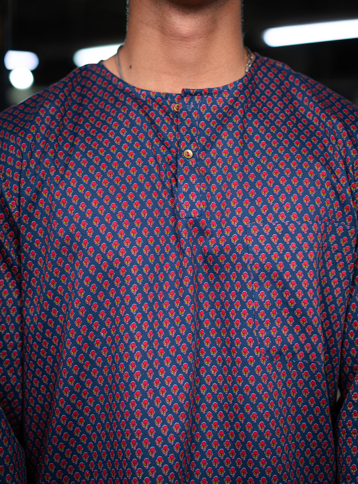 Mens Sailor Shirt Full Sleeves : Alaknanda Navy Cotton Satin