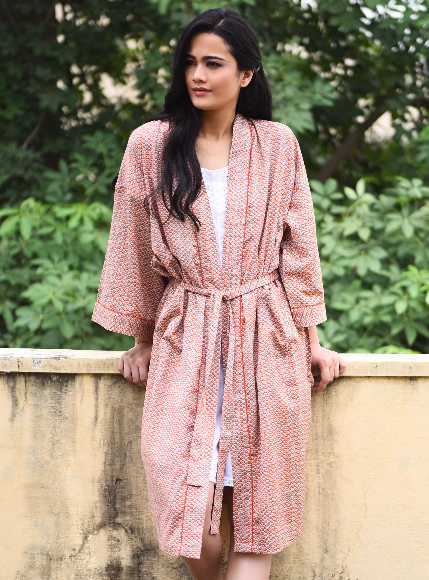 Robe: Scales Rust Chanderi Satin