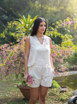 Angel Top Embroidered : Solid Cream Voile