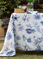 Printed Table Cloth : Serafina  Blue & White Sheeting