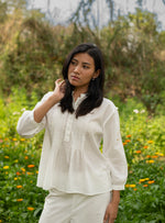 Shabnam Embroidered Top :  Solid White Voile