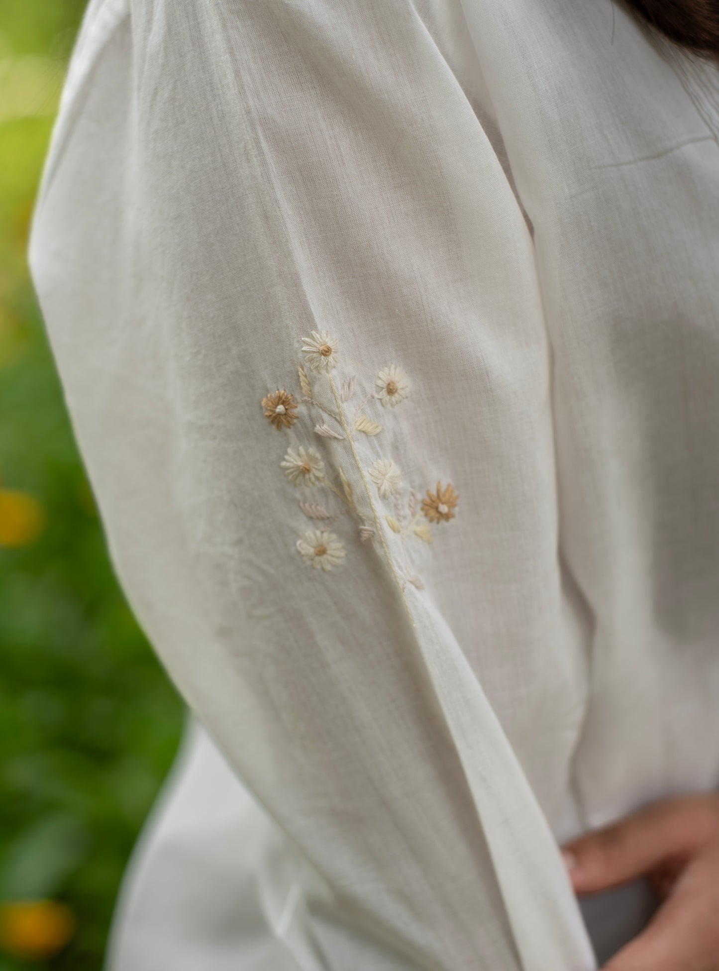 Shabnam Embroidered Top :  Solid White Voile