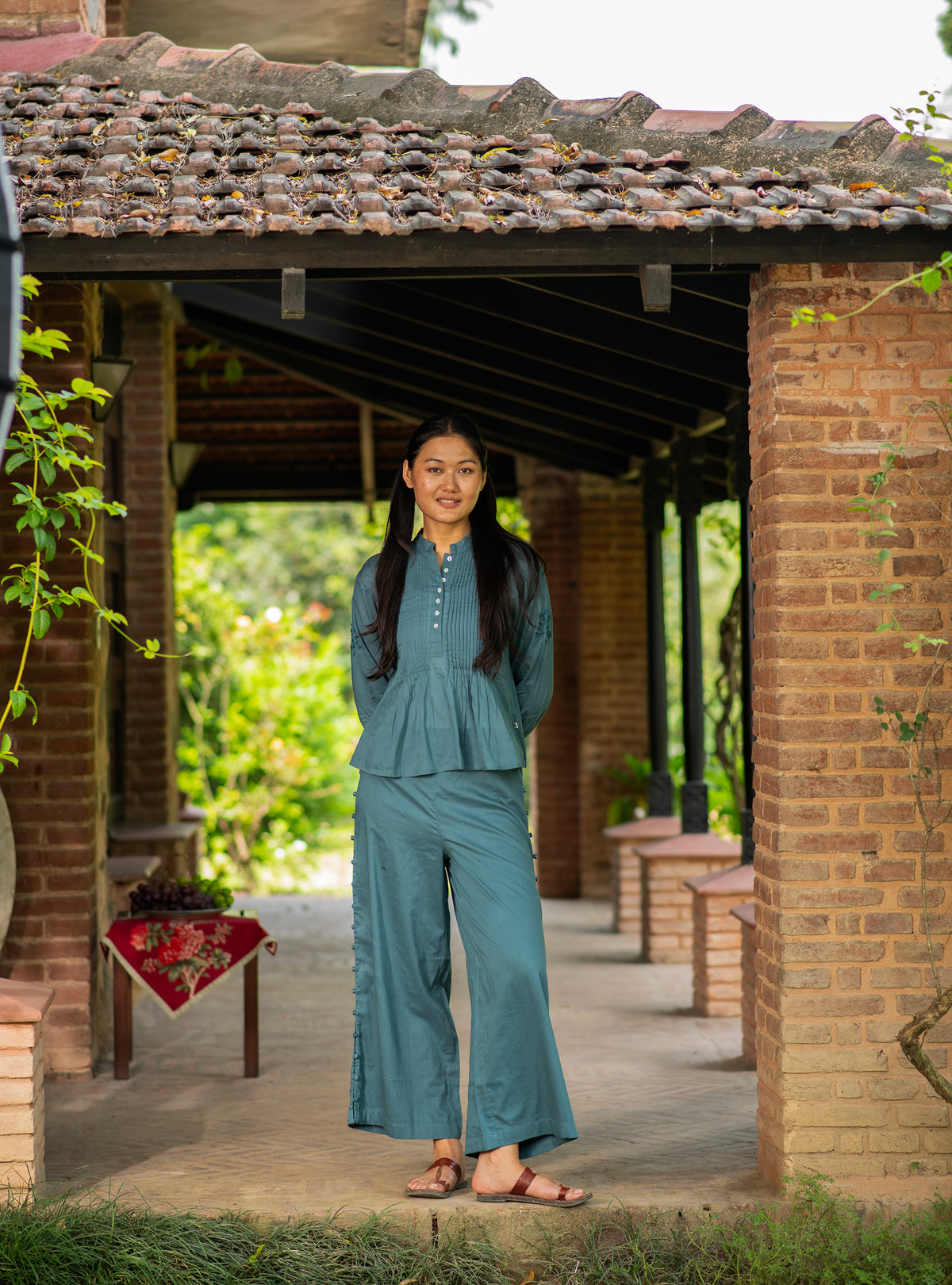 Shabnam Top Embroidered : Solid Dark Grey Voile