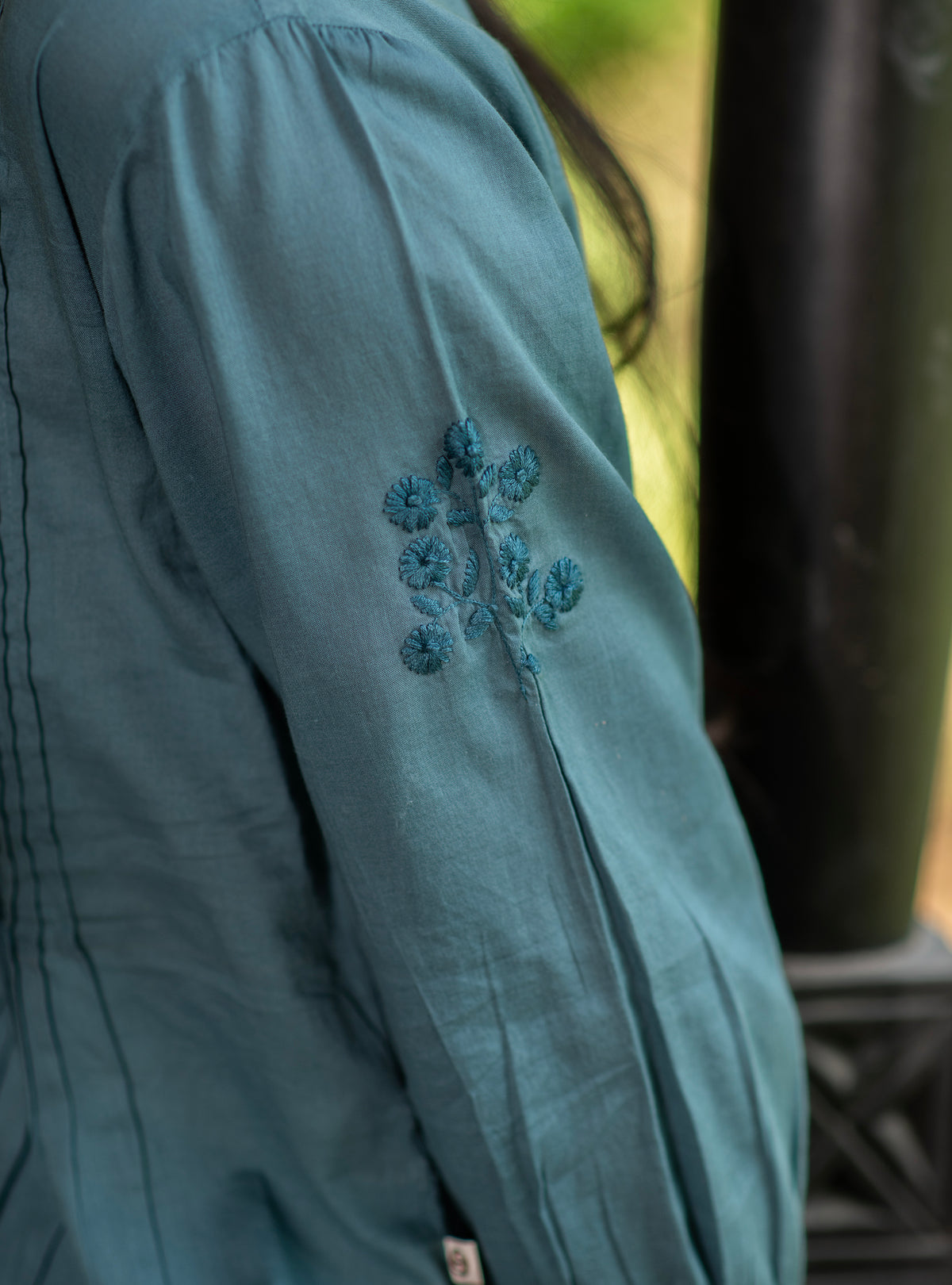 Shabnam Top Embroidered : Solid Dark Grey Voile