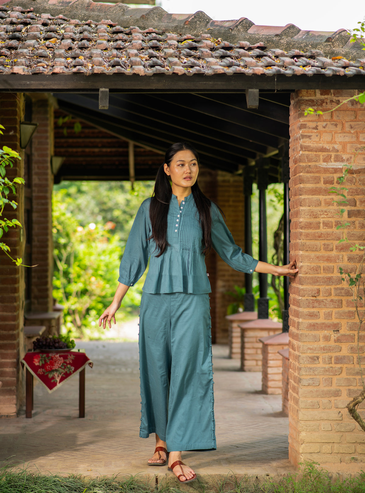 Shabnam Top Embroidered : Solid Dark Grey Voile
