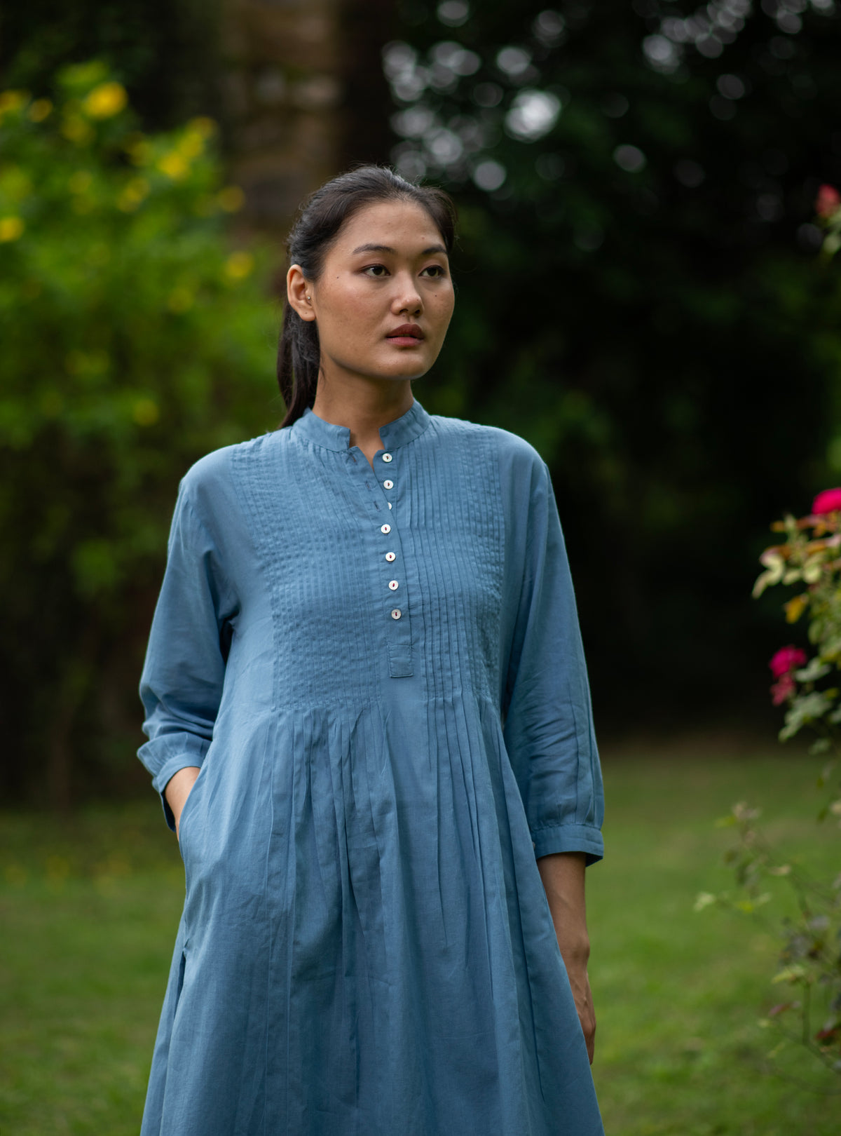 Shabnam Kurta Embroidered  : Solid Mingei Voile