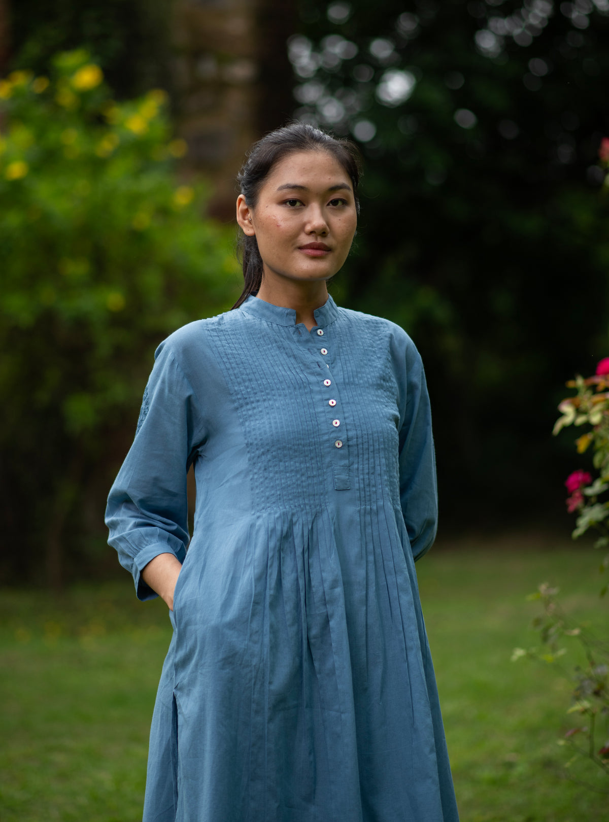 Shabnam Kurta Embroidered  : Solid Mingei Voile