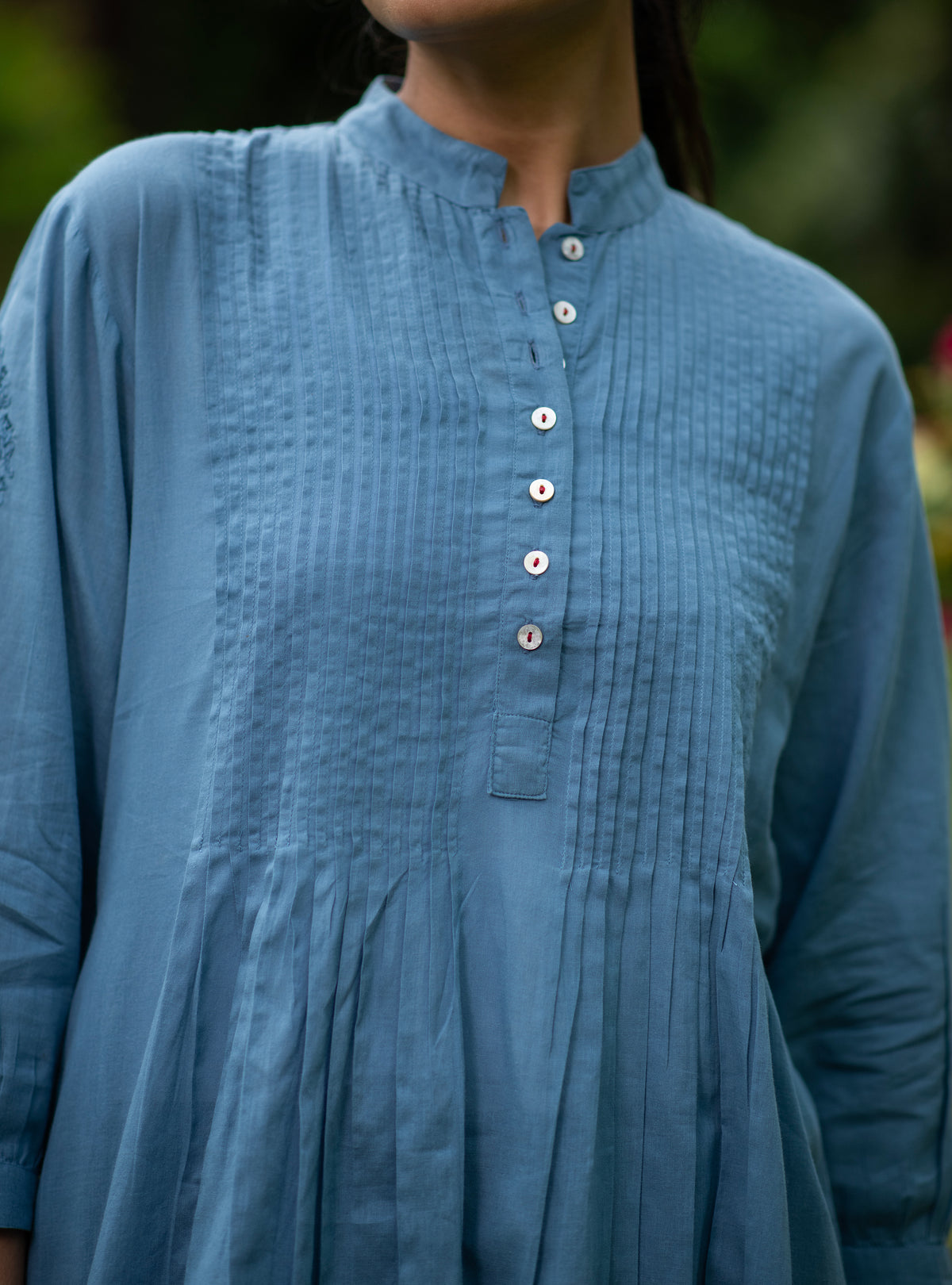 Shabnam Kurta Embroidered  : Solid Mingei Voile