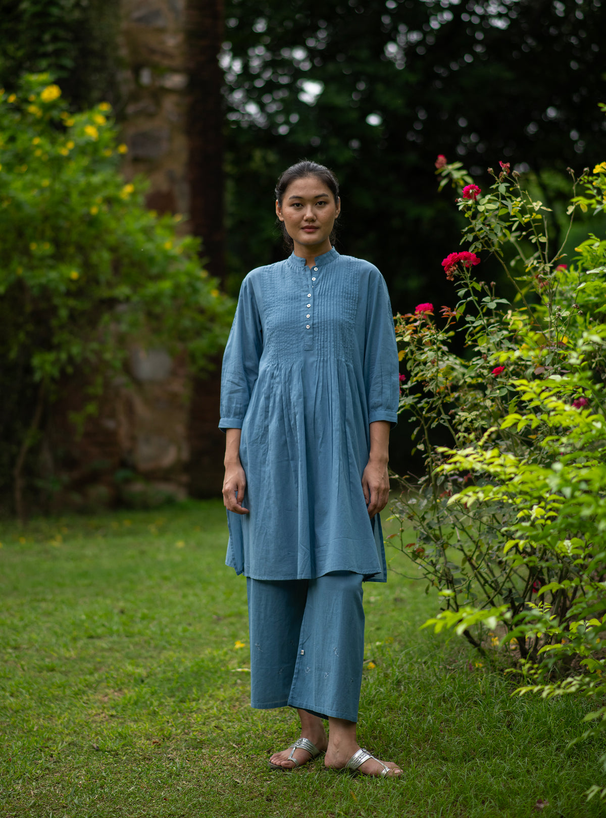 Shabnam Kurta Embroidered  : Solid Mingei Voile