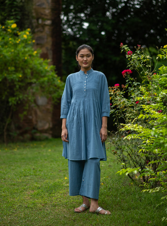 Shabnam Kurta Embroidered  : Solid Mingei Voile