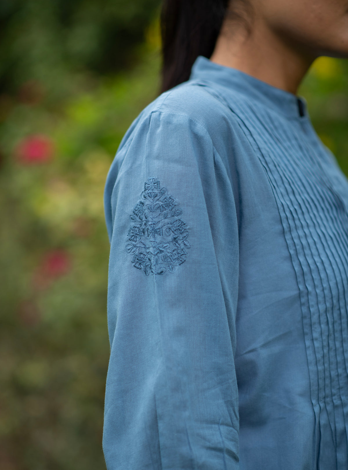 Shabnam Kurta Embroidered  : Solid Mingei Voile