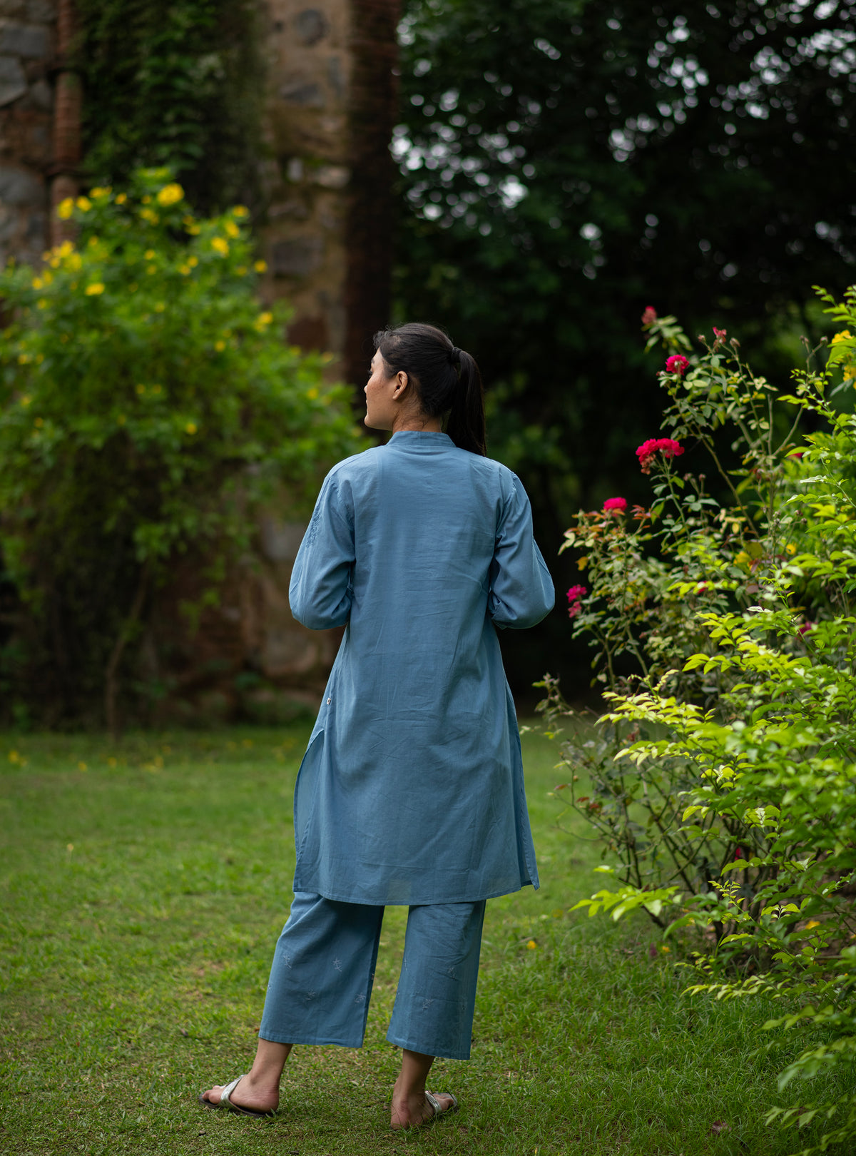 Shabnam Kurta Embroidered  : Solid Mingei Voile