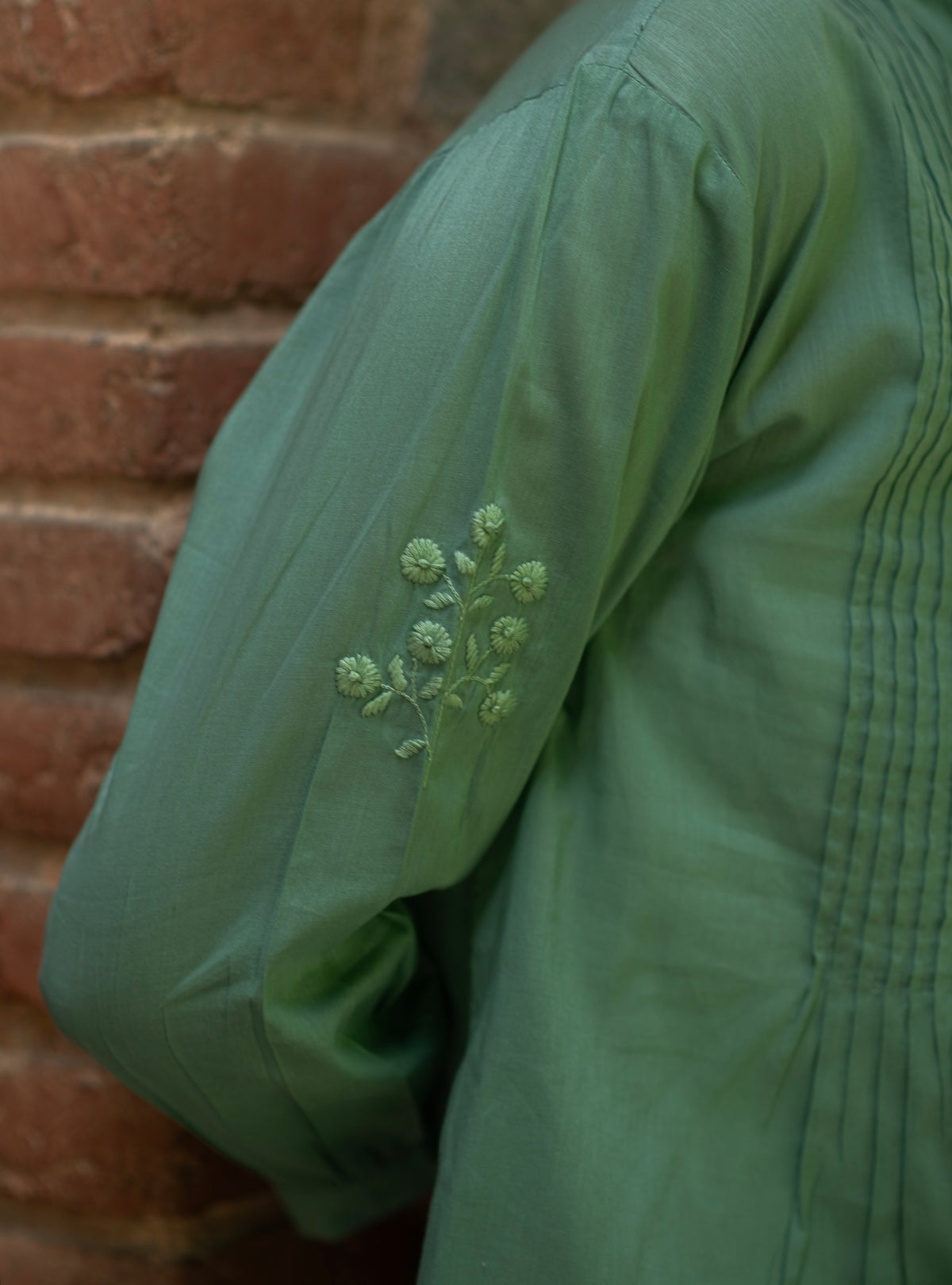Shabnam Top Embroidered : Solid Teal Voile
