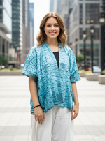 Shimmery Shrug Tie Dye Shibori :Turquoise