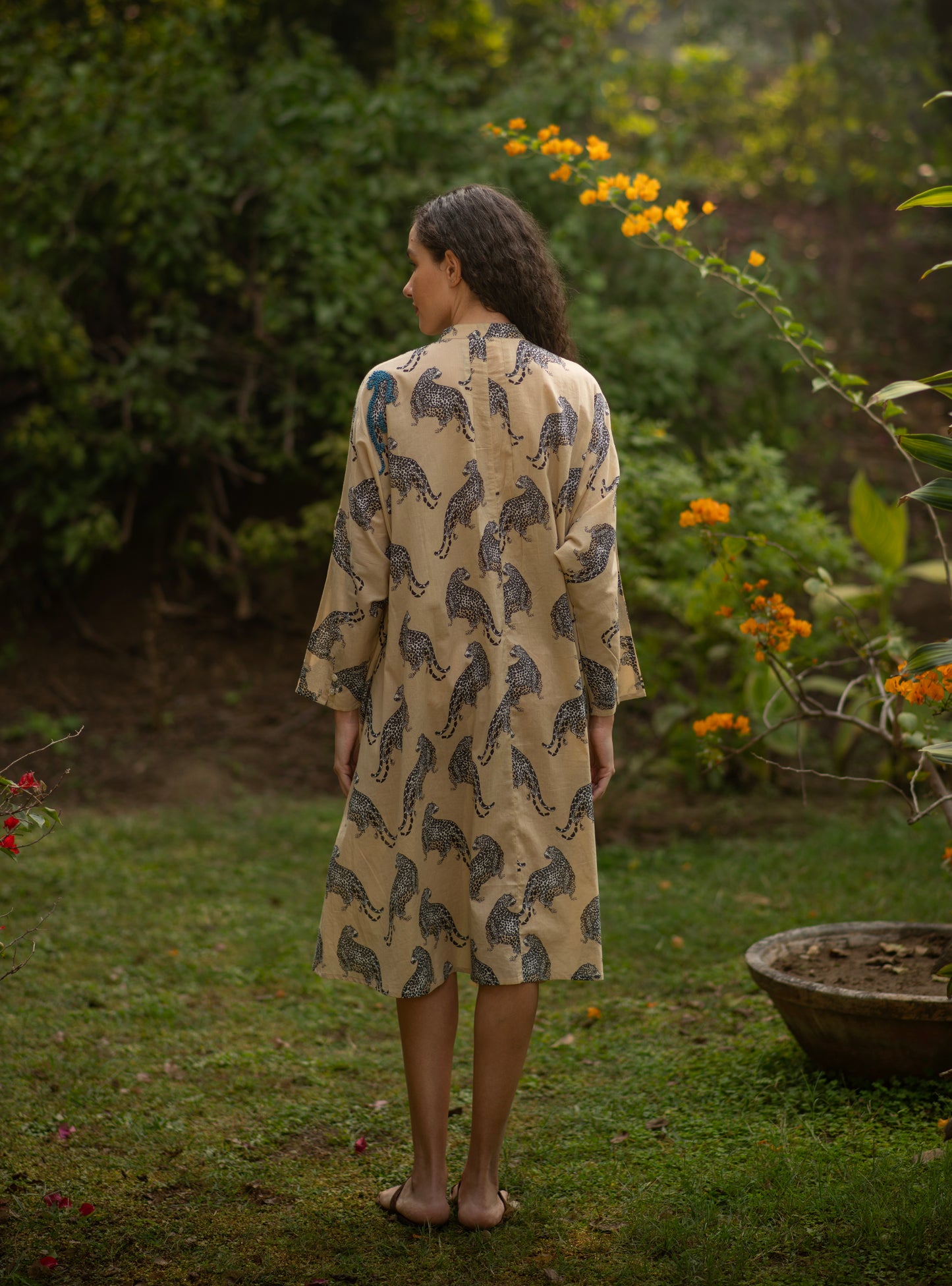 Shirt Dress : Leopard Beige Voile