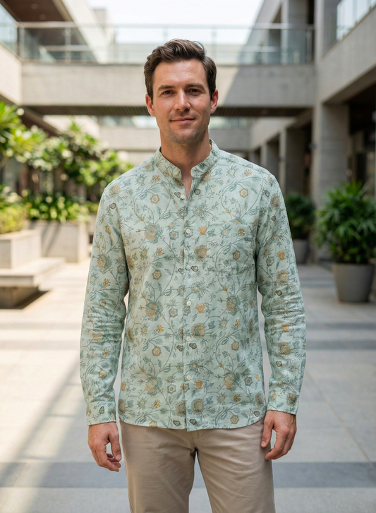 Hanoi Shirt Full Sleeves  : Swati Blue