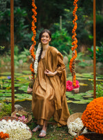 Slim Pant : Hand Applique Gold Chanderi