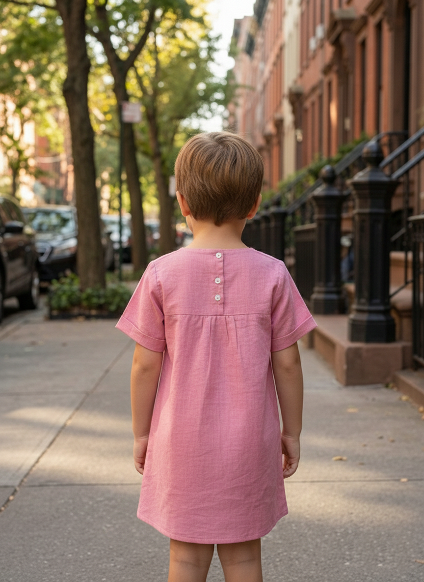 Kids Claire Dress : Slub Dusty Rose