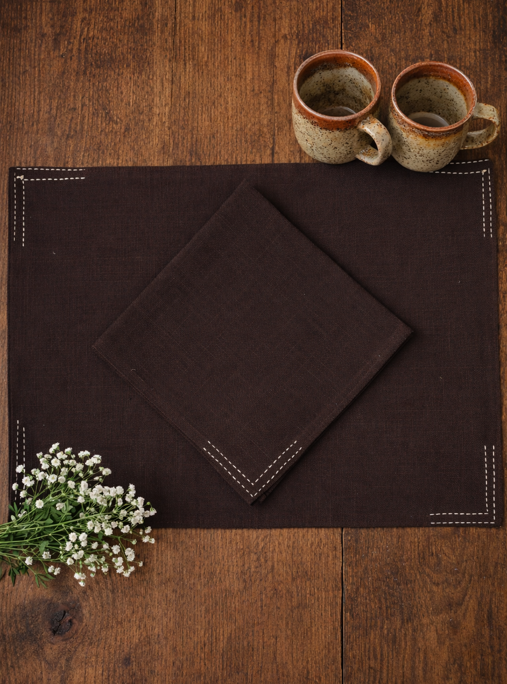 Solid Mat Reversible Set of 2 : Samarkand Beige Textured