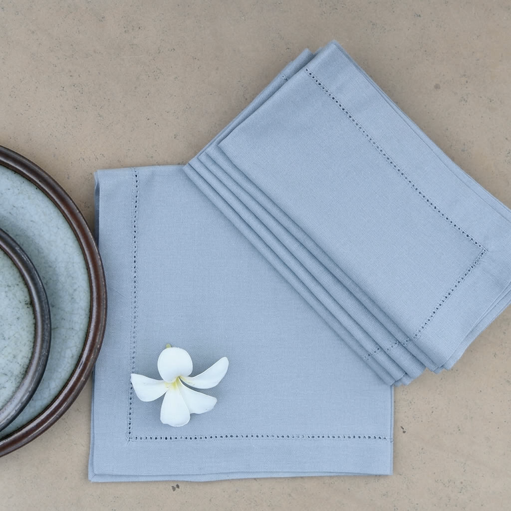 Solid Napkin Set of 2 - Beading :  Chambray Sheeting