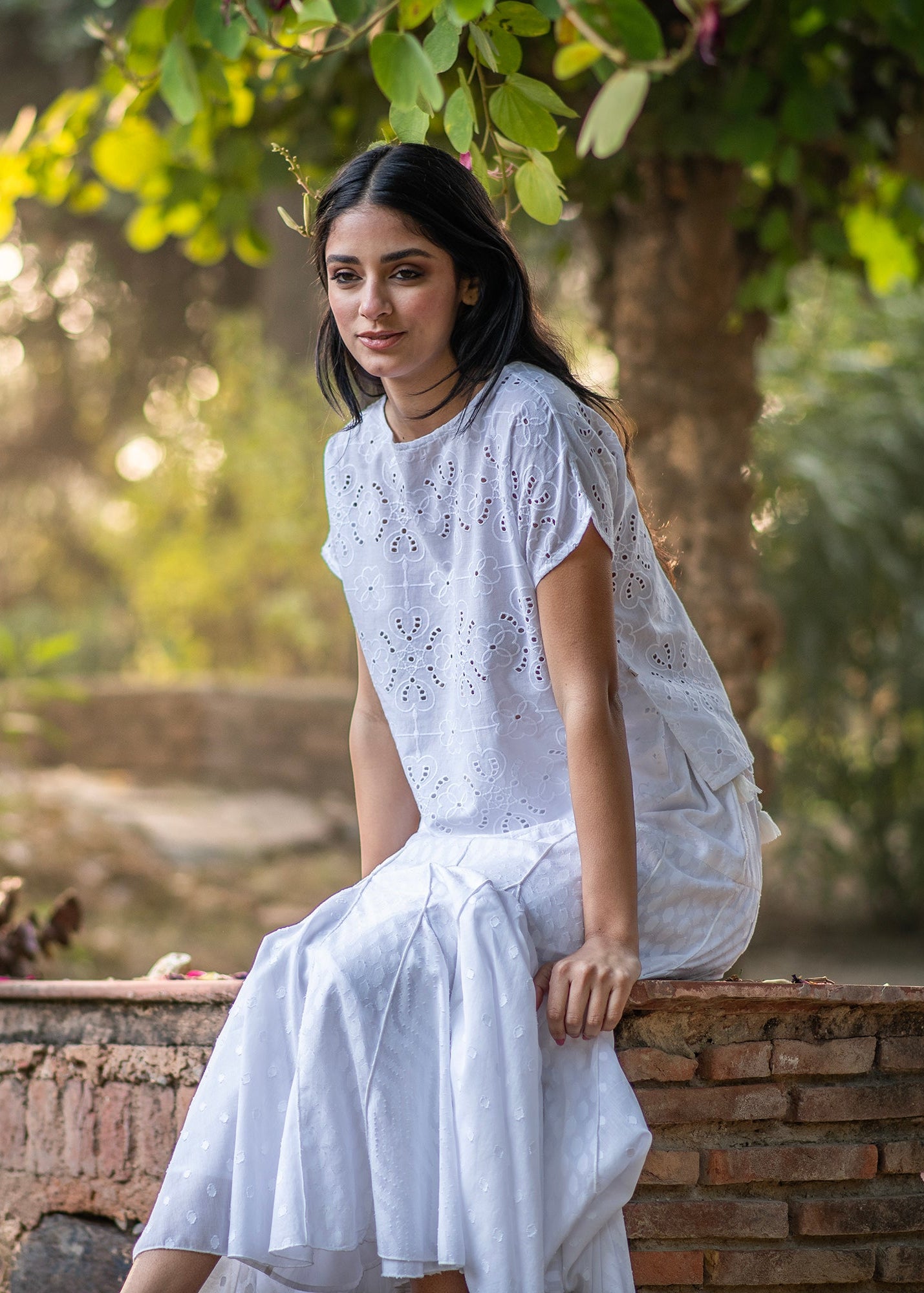 Freya Skirt : Solid White : Cutwork