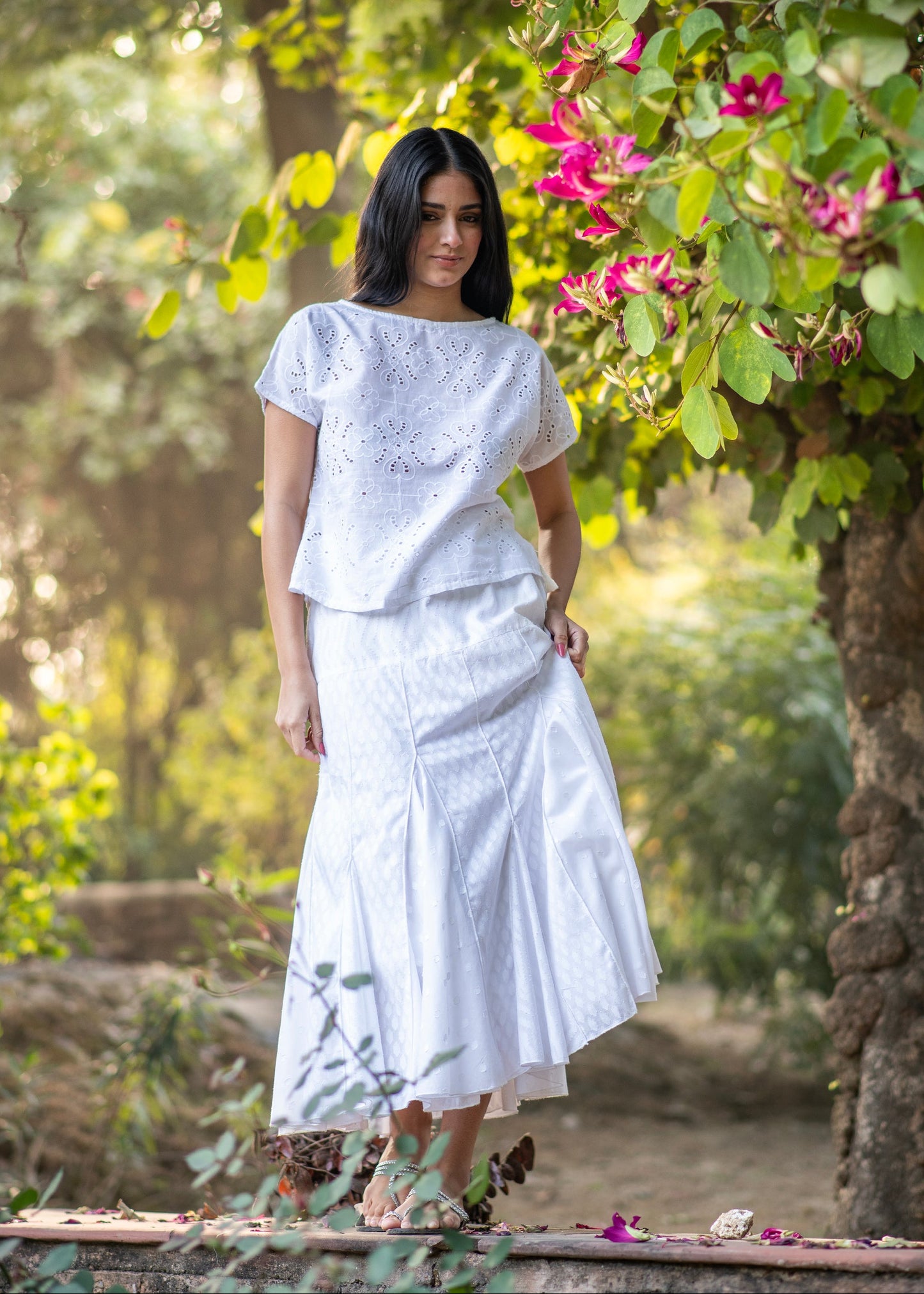 Freya Skirt : Solid White : Cutwork
