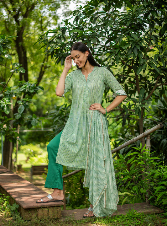 Stole Chanderi : Scales Green