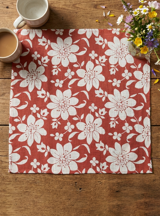Block Printed Napkin Set of 2  : Sudha Jaal Rust