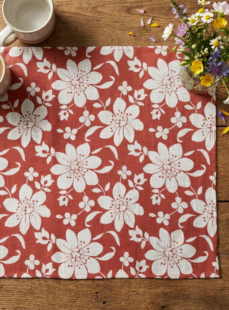 Block Printed Napkin Set of 2  : Sudha Jaal Rust