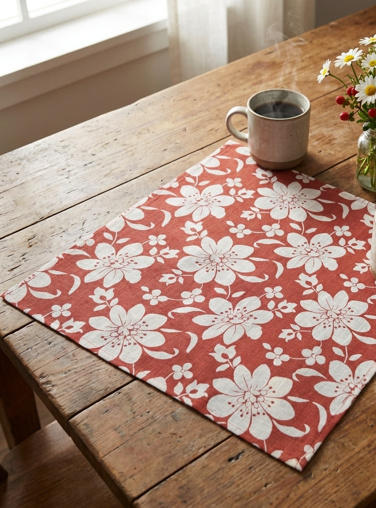 Block Printed Napkin Set of 2  : Sudha Jaal Rust