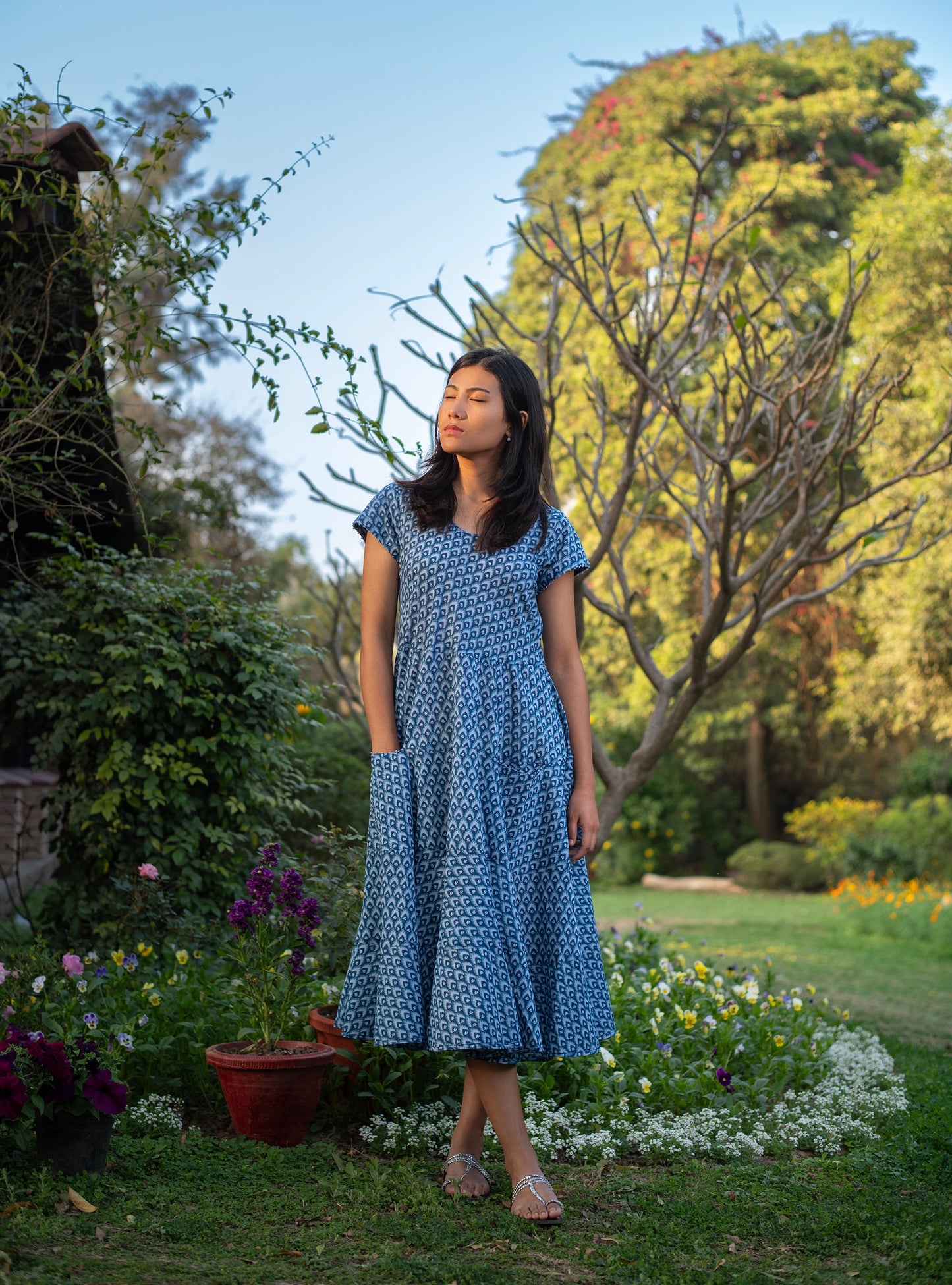 Summer Dress : Taj Blue : Voile