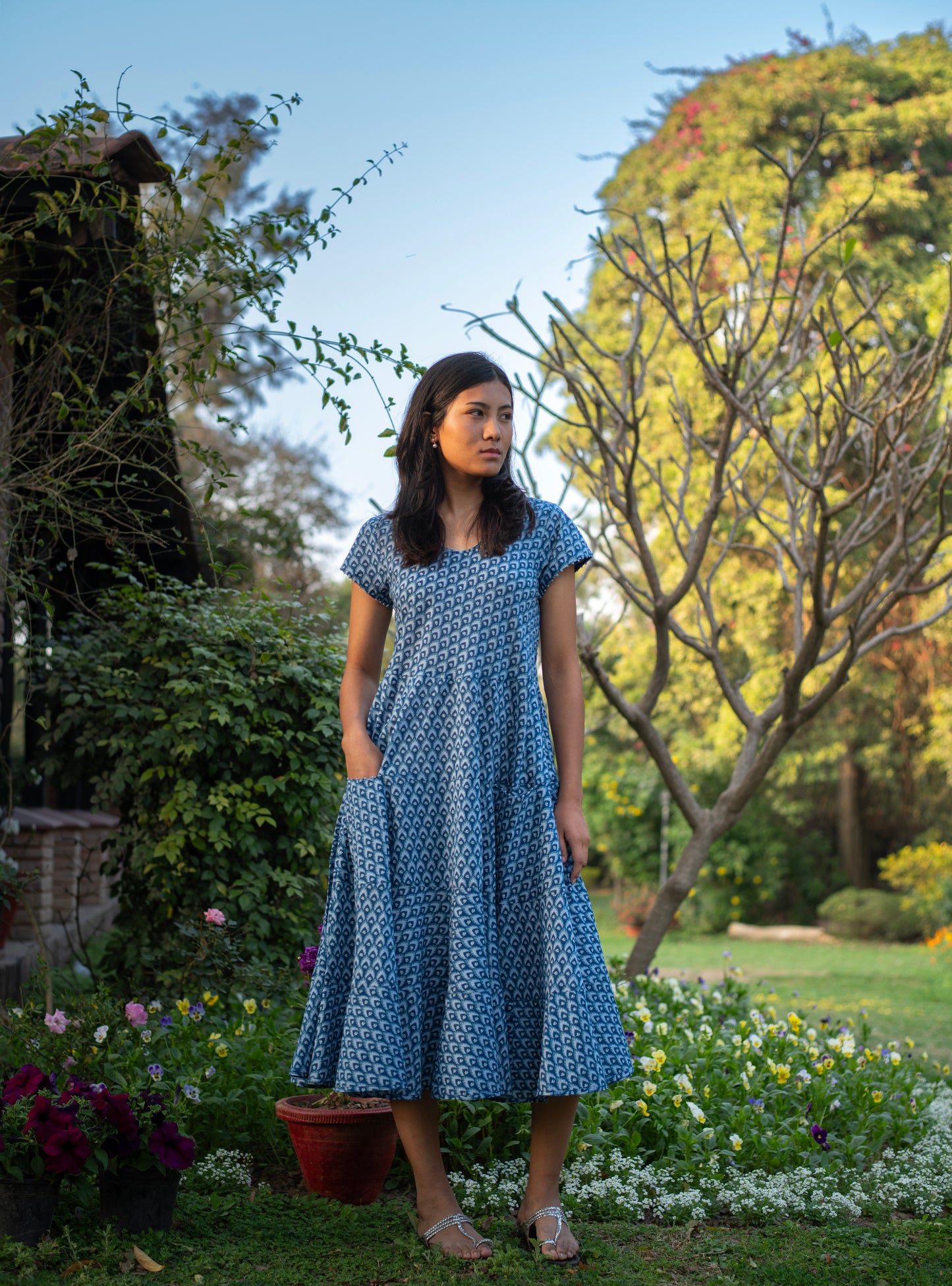 Summer Dress : Taj Blue : Voile