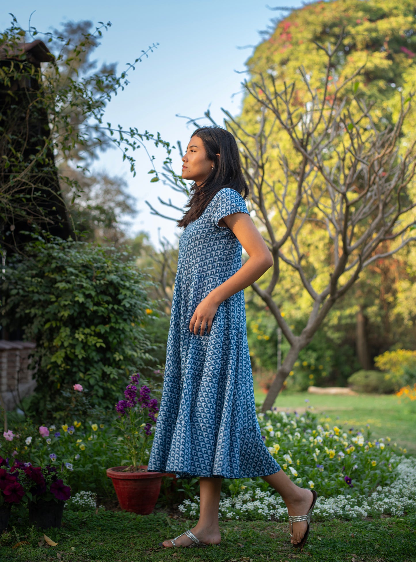 Summer Dress : Taj Blue : Voile