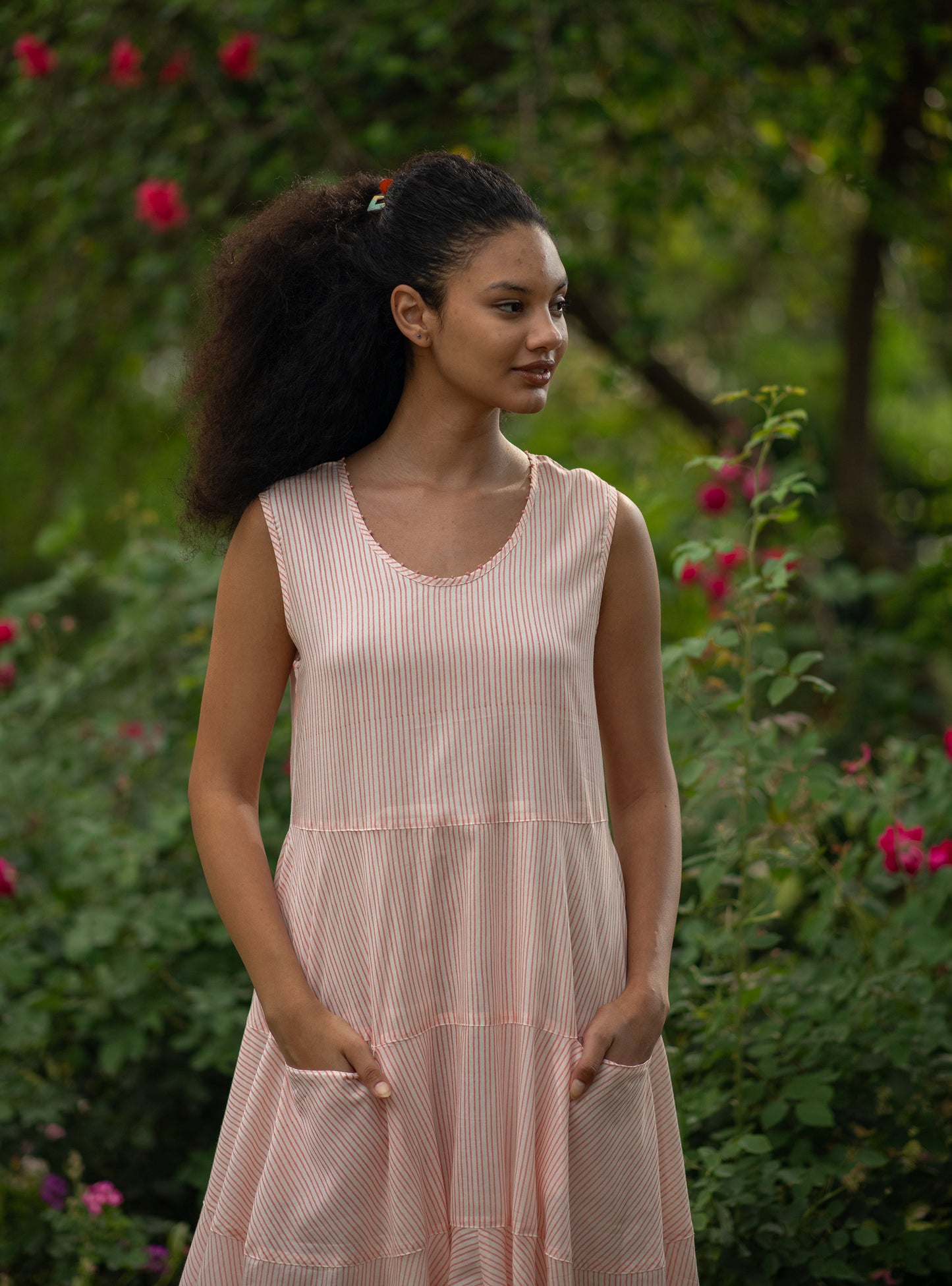 Summer Dress : CM Stripes Orange Voile