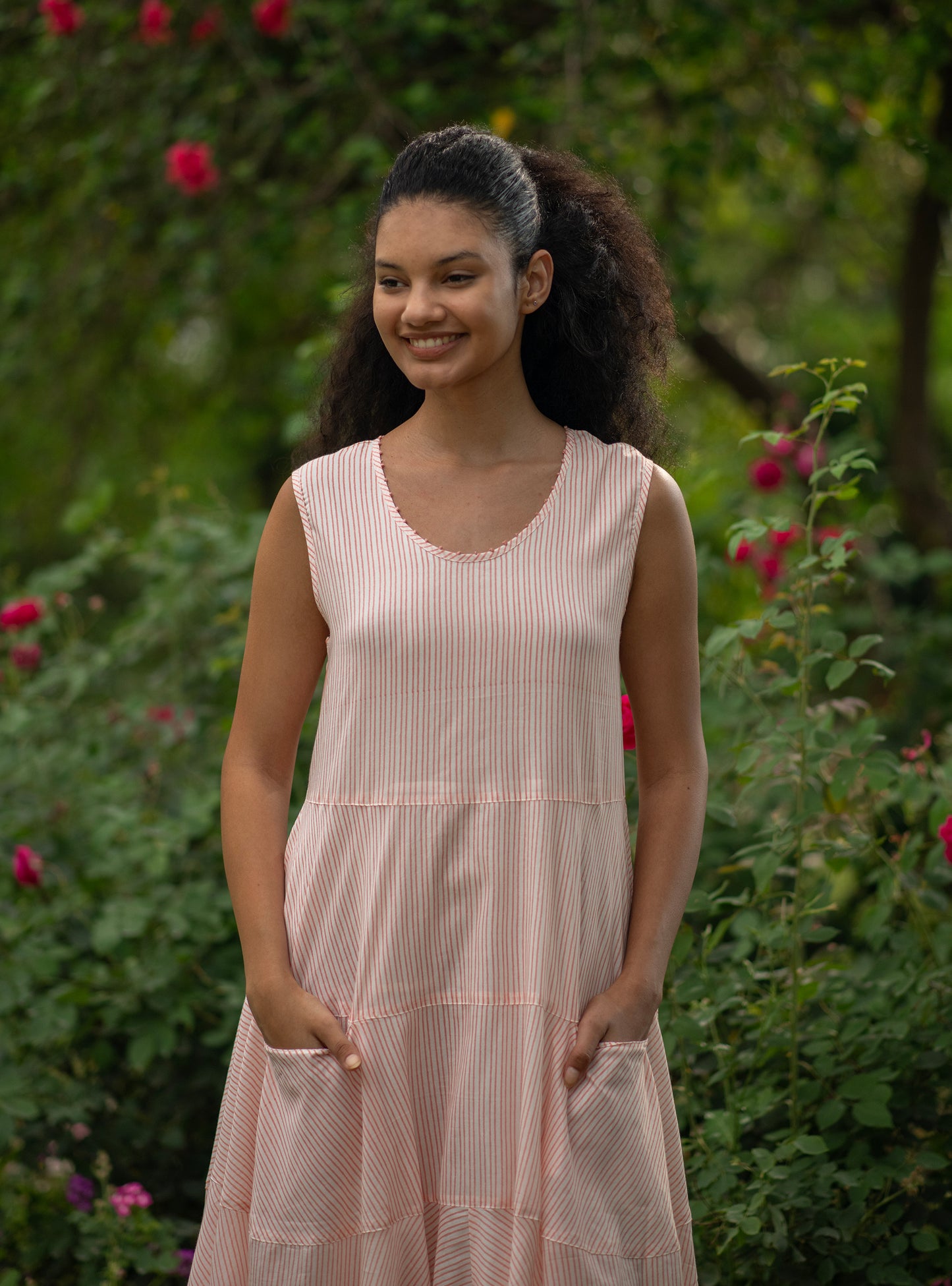 Summer Dress : CM Stripes Orange Voile