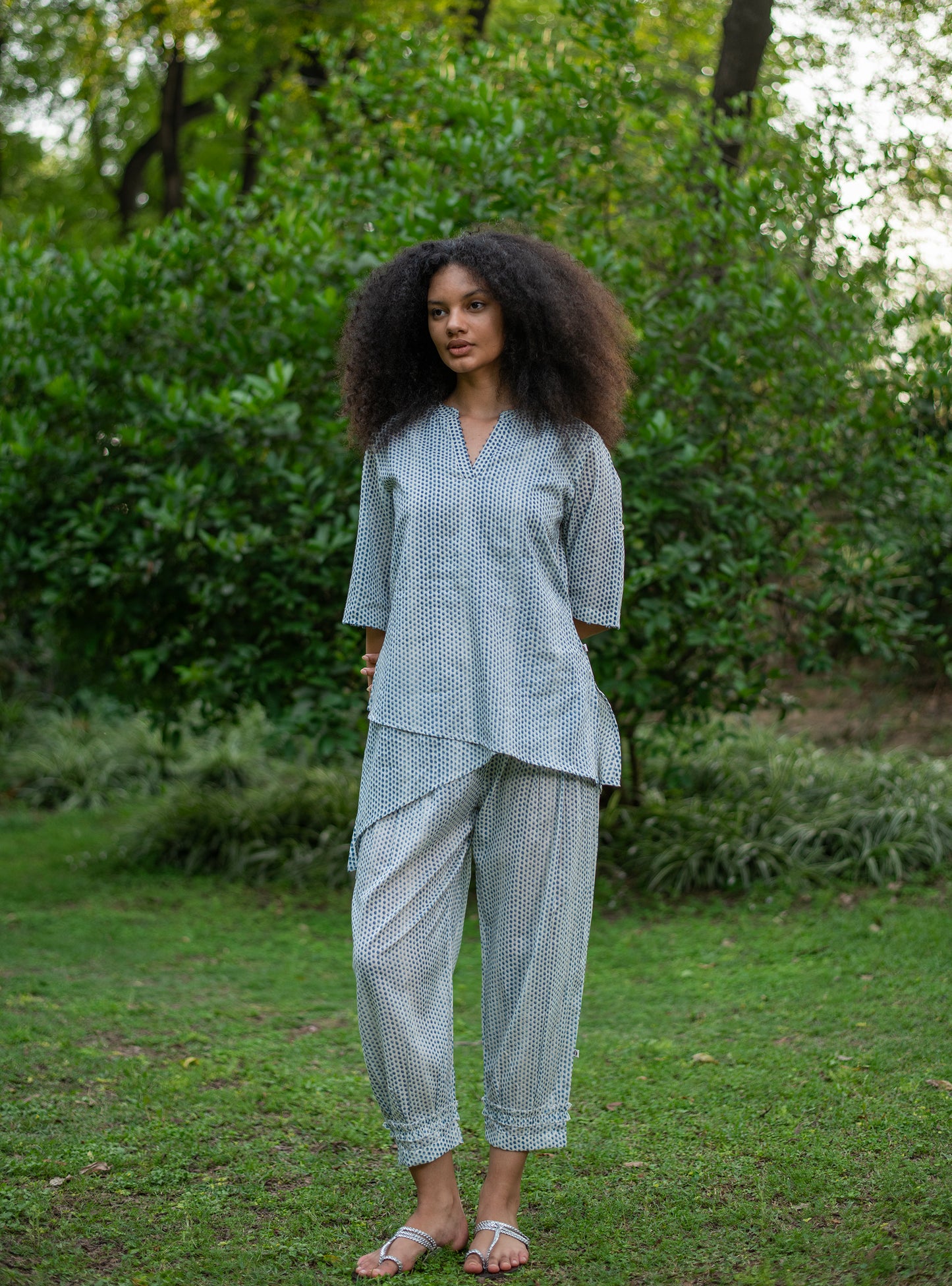 Cloudy Top : Laurel Dotty Blue Voile