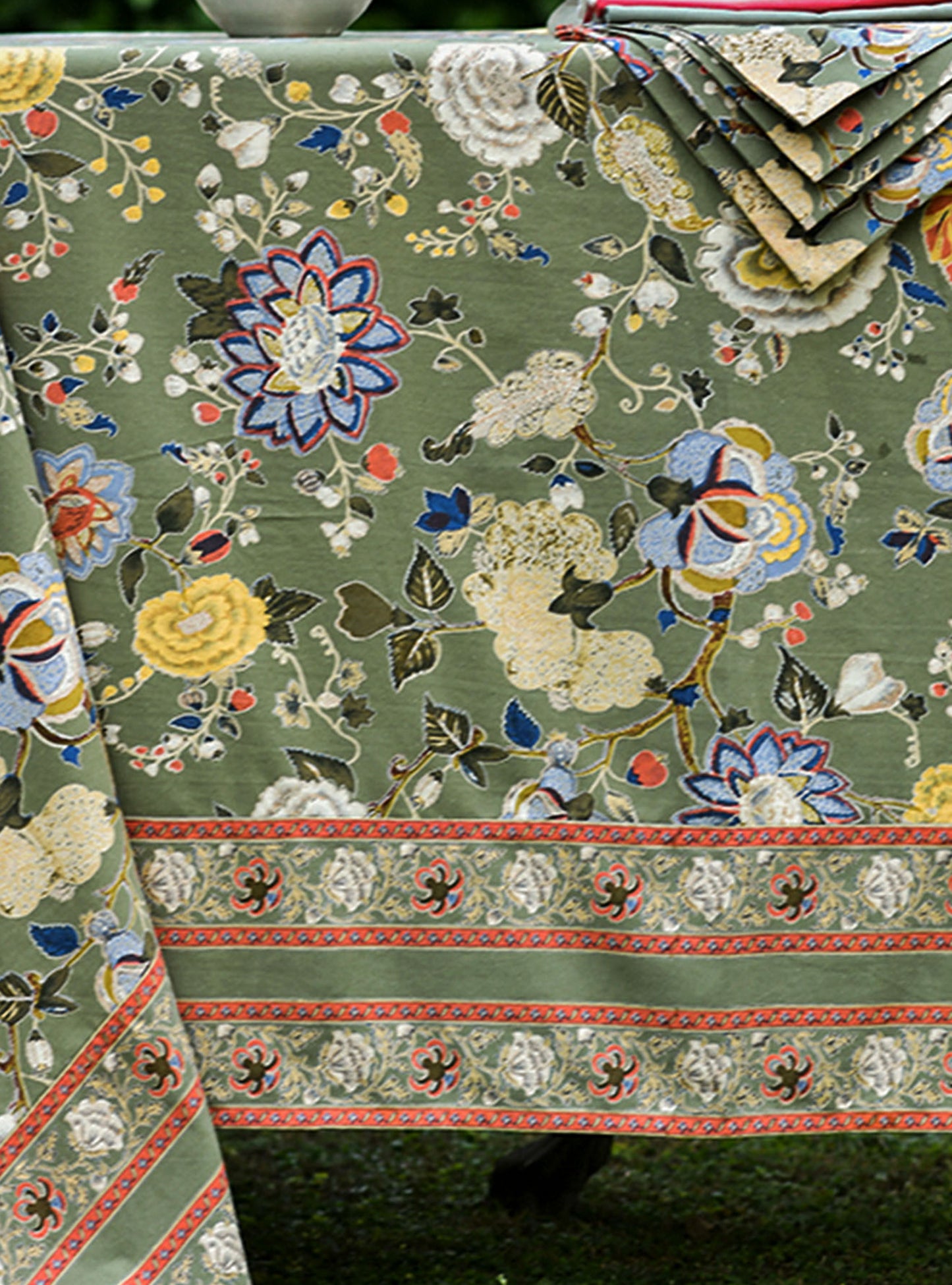 Printed Tablecloth Border: Malabar Olive